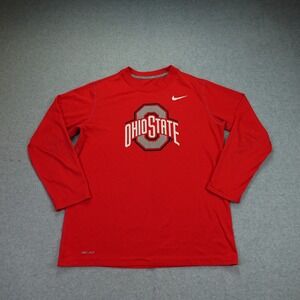 Ohio State Buckeyes Shirt Youth M Red Athletic Long Sleeve Dri-FIT NCAA Nike